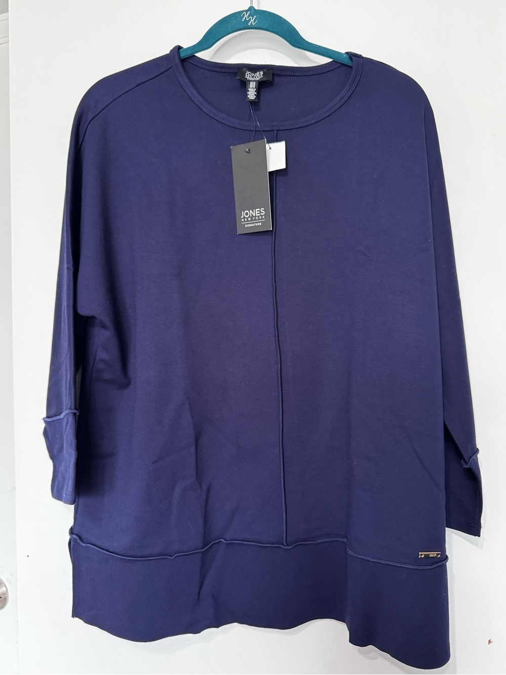 Jones New York Dark Navy Crewneck Long Sleeve Top